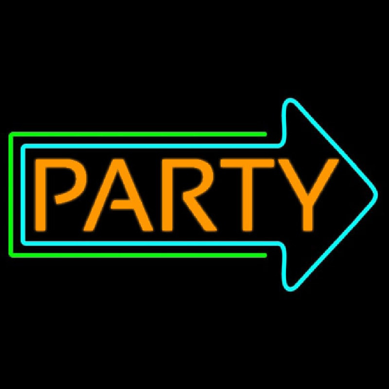 Party With Arrow Neon Skilt