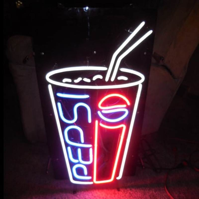 Pepsi Soda Pop Glas Øl Bar Åben Neon Skilt