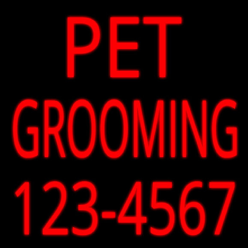 Pet Grooming With Phone Number Neon Skilt