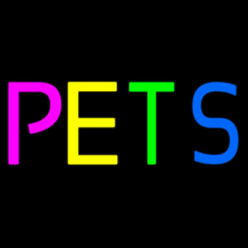 Pets Multicolored Neon Skilt