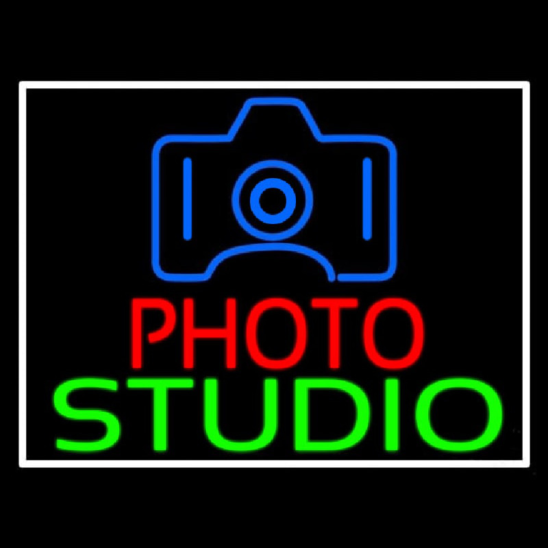 Photo Studio With Camera Logo Neon Skilt
