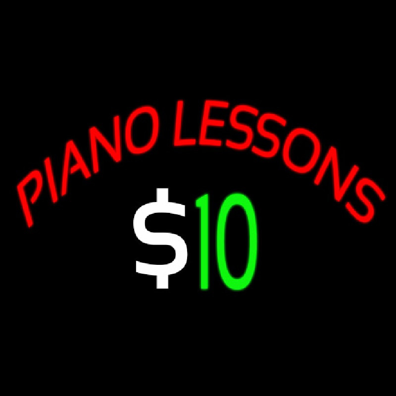 Piano Lessons Dollar Neon Skilt