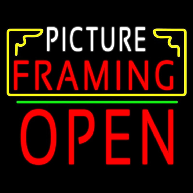 Picture Framing With Frame Open 1 Logo Neon Skilt