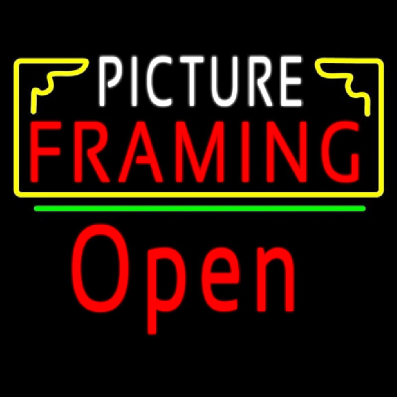 Picture Framing With Frame Open 2 Logo Neon Skilt