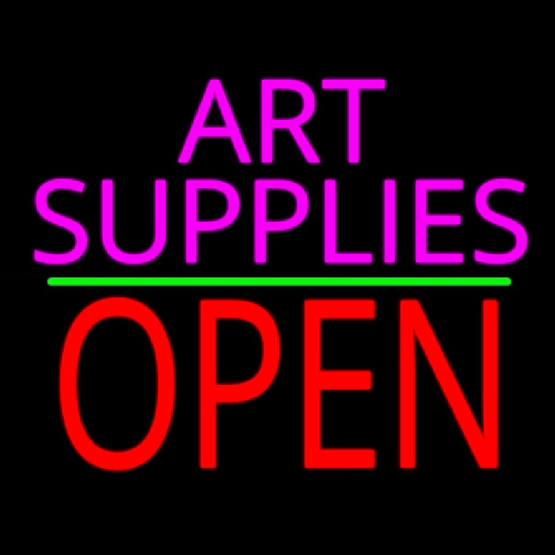 Pink Art Supplies Block With Open 2 Neon Skilt