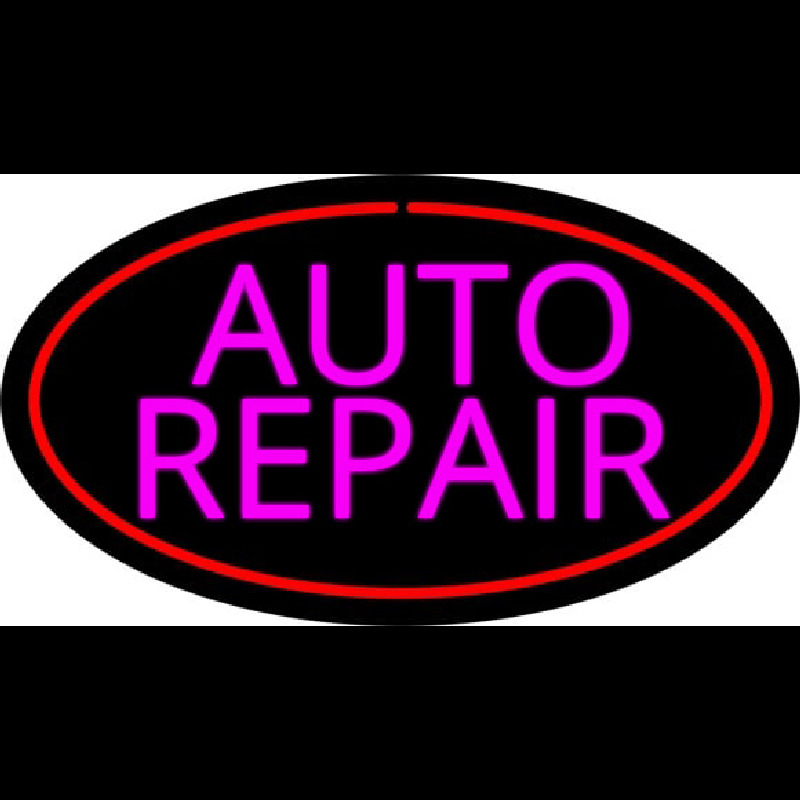 Pink Auto Repair Red Oval Neon Skilt