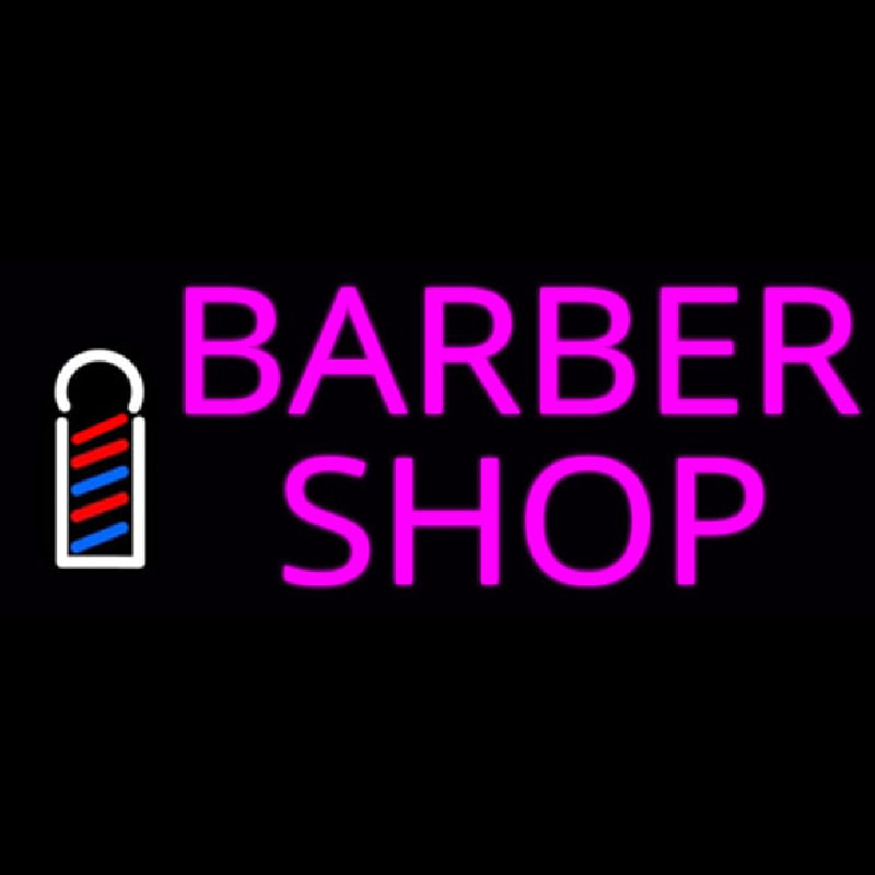 Pink Barber Shop With Logo Neon Skilt
