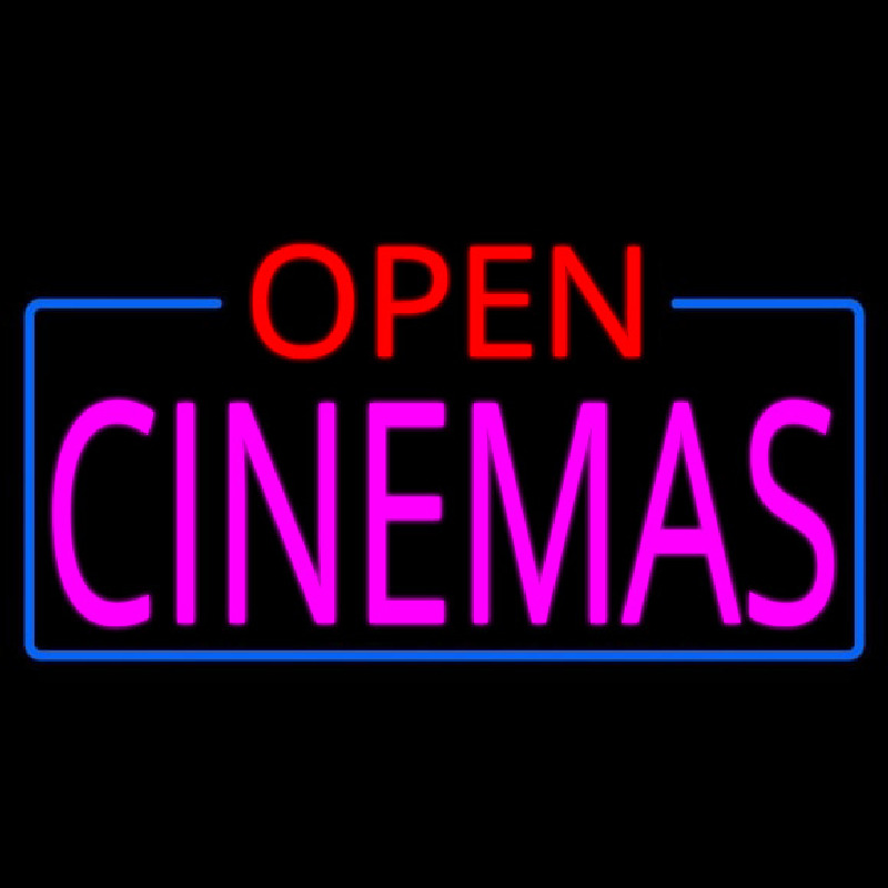 Pink Cinemas Open Neon Skilt