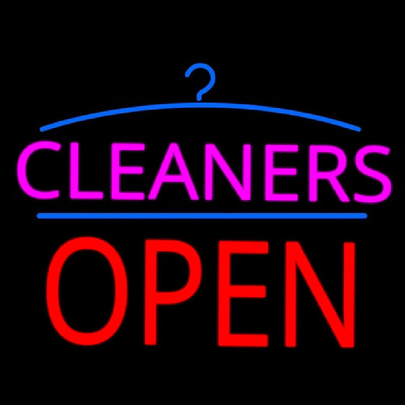 Pink Cleaners Block Red Open Logo Neon Skilt