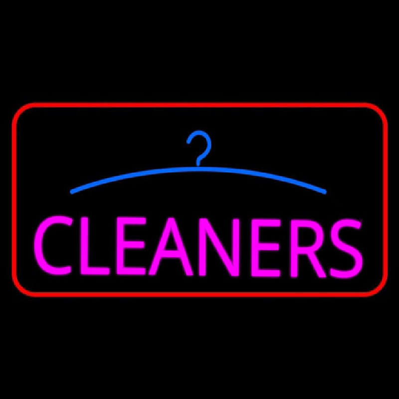 Pink Cleaners Logo Red Border Neon Skilt