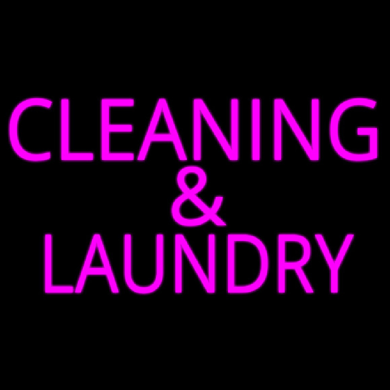 Pink Cleaning And Laundry Neon Skilt