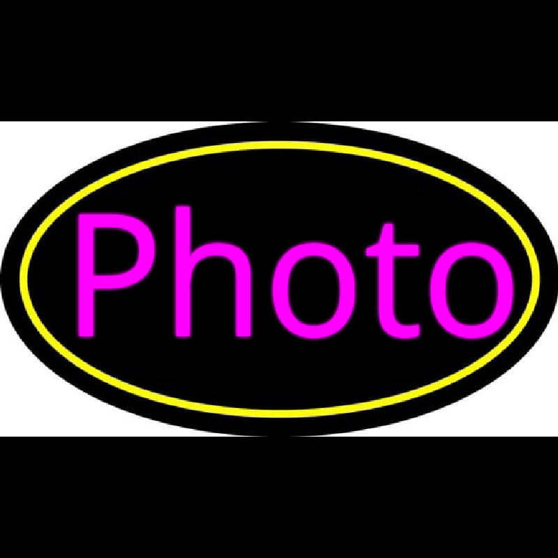 Pink Cursive Photo With Oval Neon Skilt