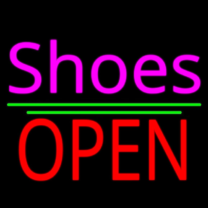 Pink Cursive Shoes Open Neon Skilt