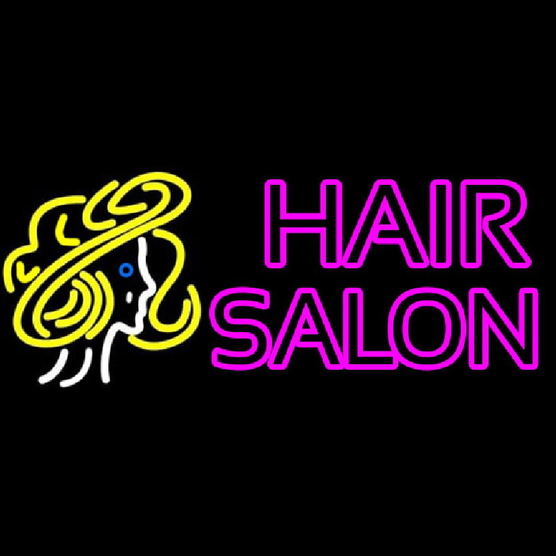 Pink Double Stroke Hair Salon With Girl Logo Neon Skilt