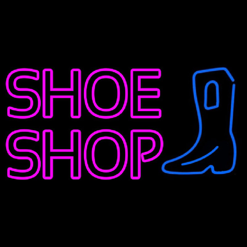 Pink Double Stroke Shoe Shop Neon Skilt