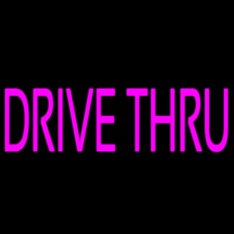 Pink Drive Thru Neon Skilt