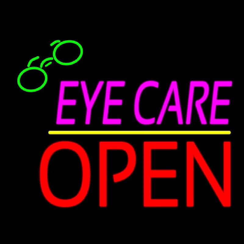 Pink Eye Care Block Red Open Yellow Line Neon Skilt