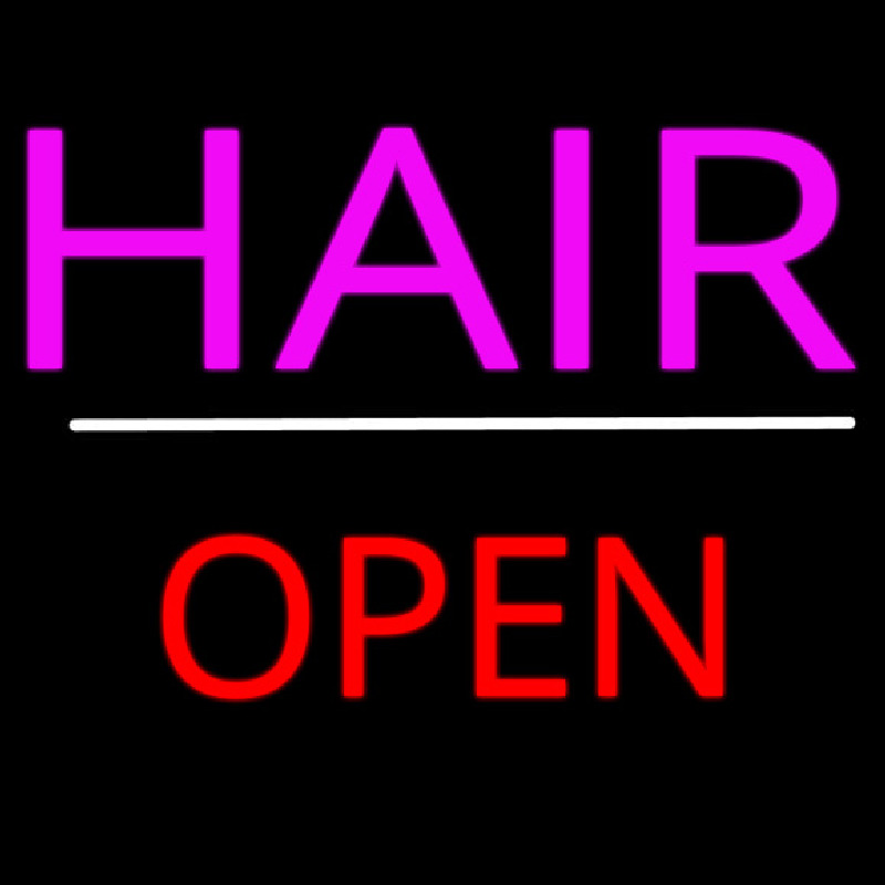 Pink Hair Open White Line Neon Skilt