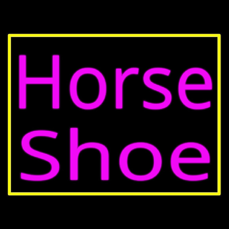 Pink Horse Shoe With Border Neon Skilt