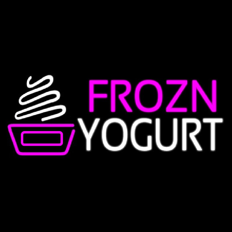 Pink N White Frozen Yogurt Neon Skilt