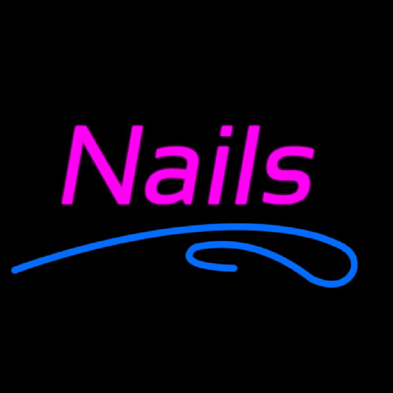 Pink Nails Blue Lines Neon Skilt