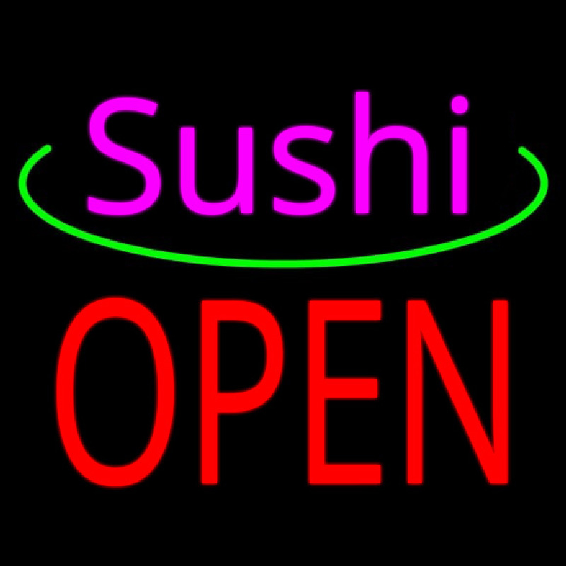 Pink Sushi Block Open Neon Skilt