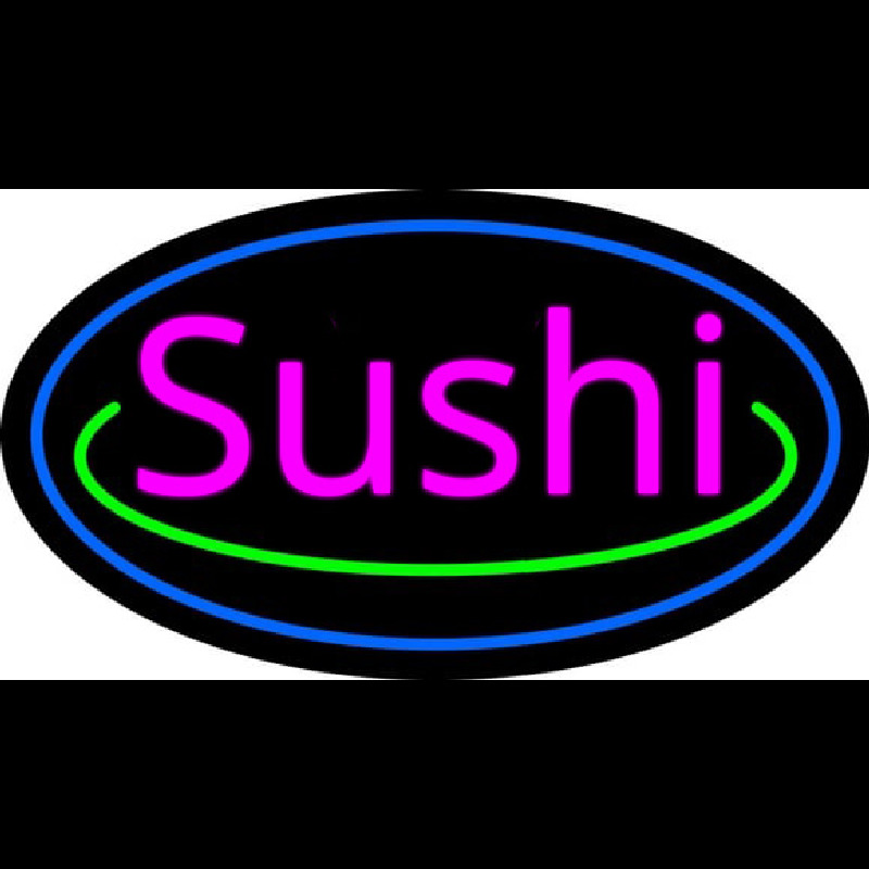 Pink Sushi With Blue Border Neon Skilt