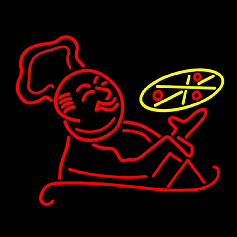 Pizza With Man Logo Neon Skilt