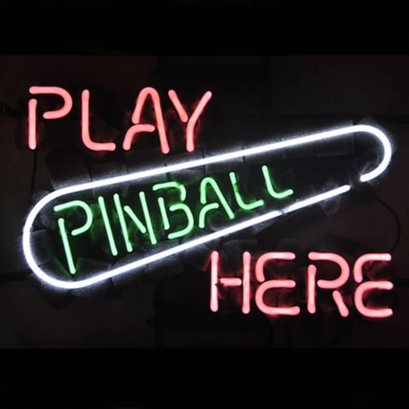 Play Pinball Here Game Room Øl Bar Neon Skilt