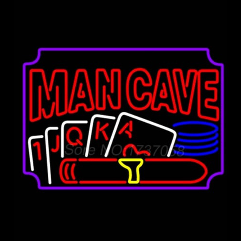 Poker Cigar Man Cave Neon Skilt