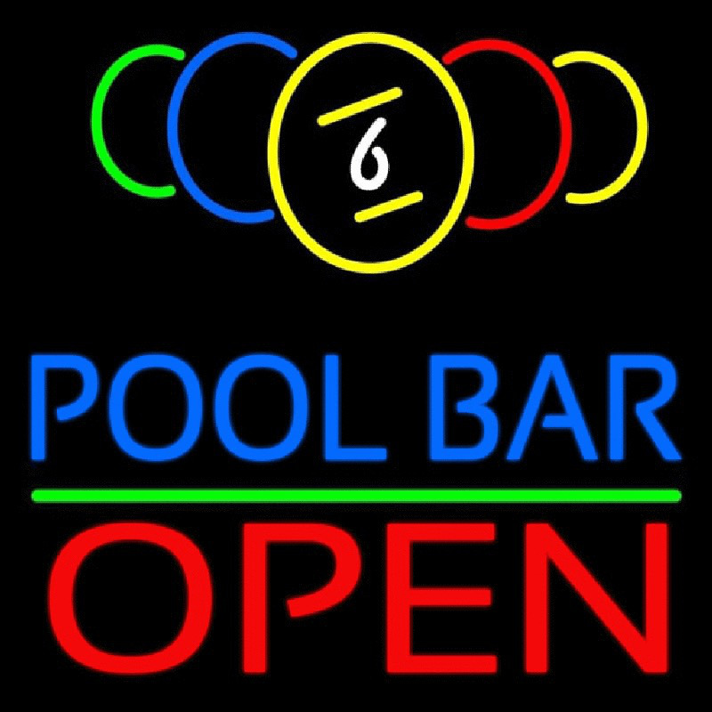 Pool Bar Open Neon Skilt