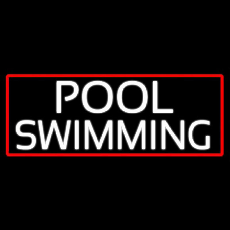 Pool Swimming With Red Border Neon Skilt