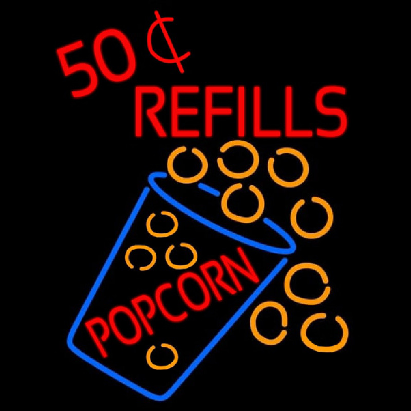 Popcorn Refills Neon Skilt