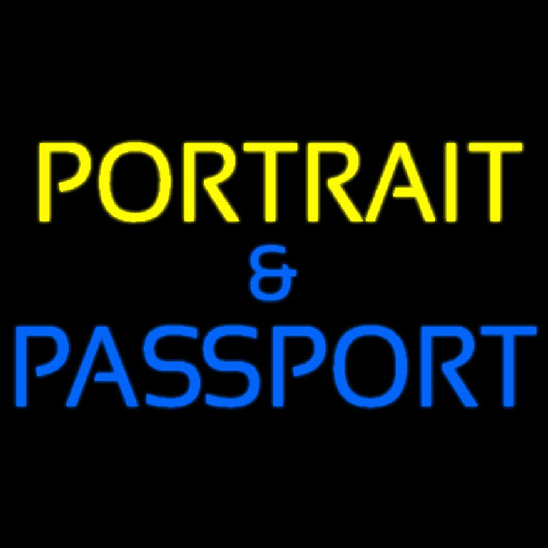 Portrait And Passport Neon Skilt