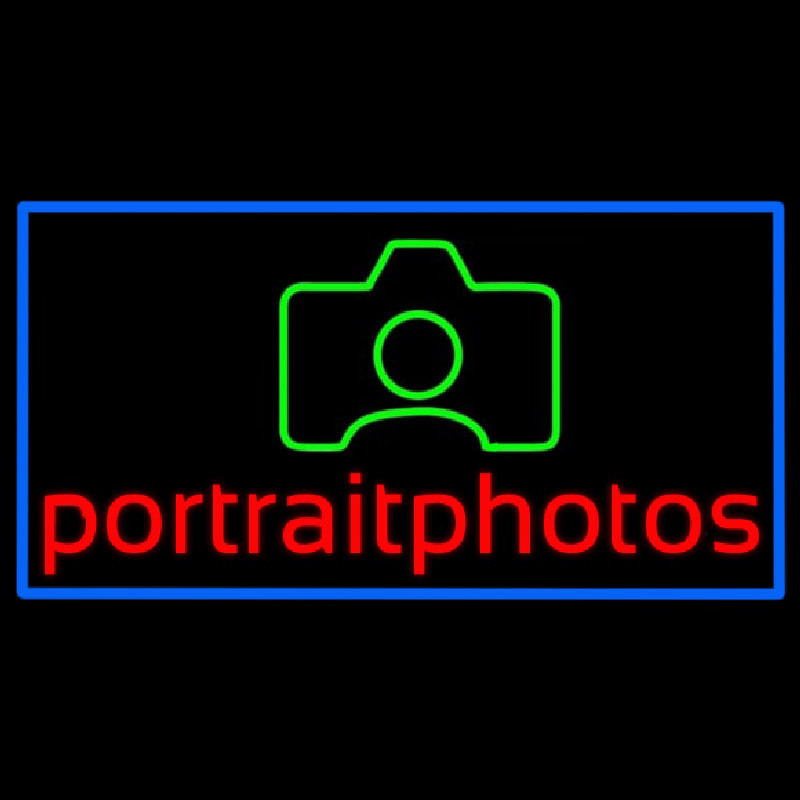 Portrait Photo With Camera With Border Neon Skilt