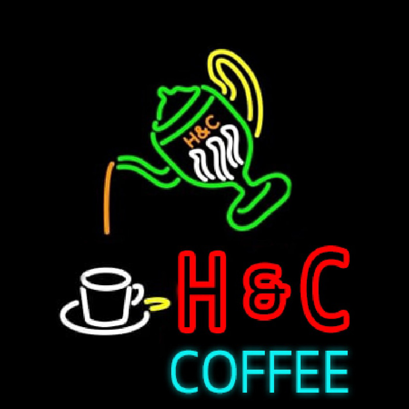 Pouring Hot Coffee In Cup Neon Skilt