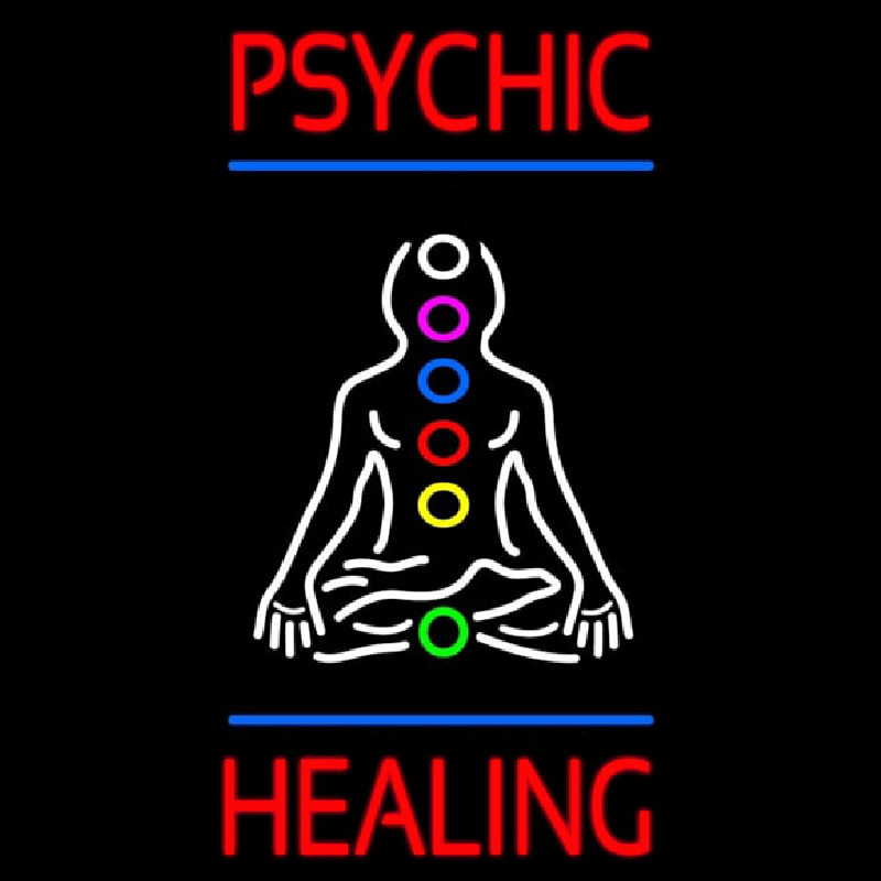 Psychic Health With Blue Line Neon Skilt