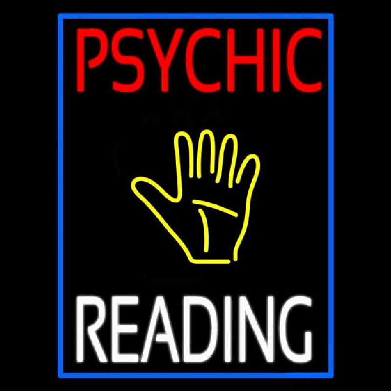 Psychic Reading Block Yellow Palm Neon Skilt