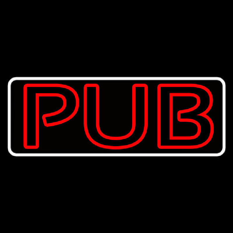 Pub Red With White Border Neon Skilt