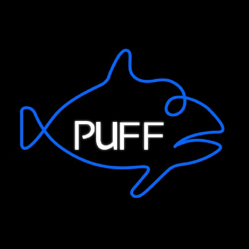 Puff Blue Fish Neon Skilt