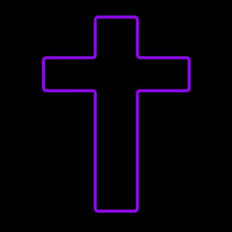 Purple Christian Cross Neon Skilt