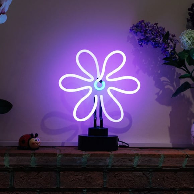 Purple Daisy Desktop Neon Skilt