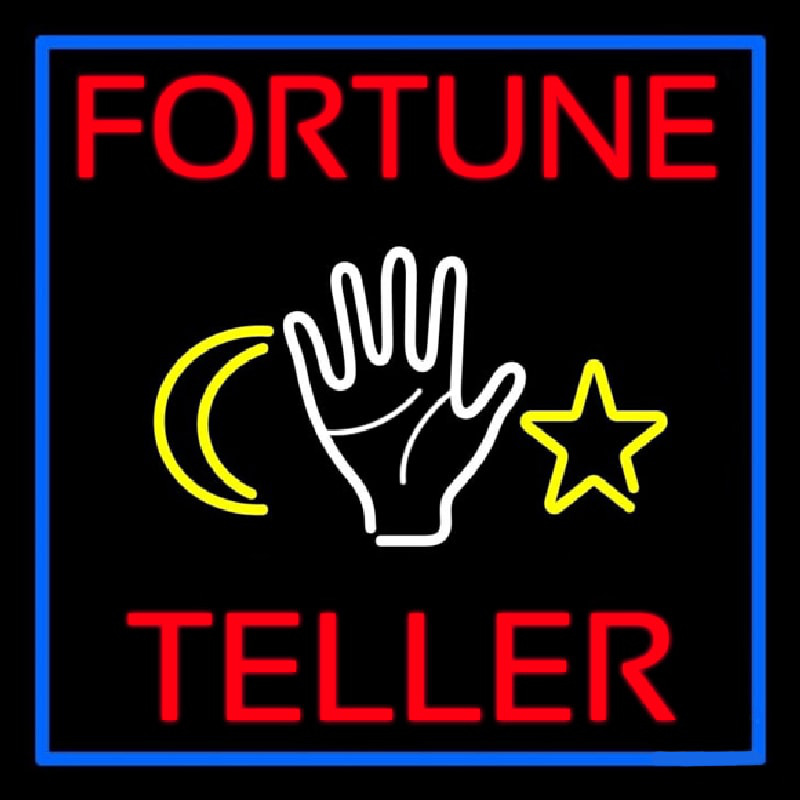 Purple Fortune Teller With Logo Neon Skilt
