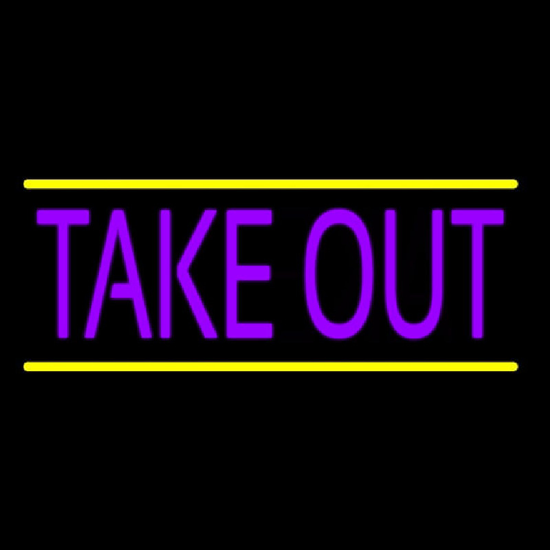 Purple Take Out Neon Skilt