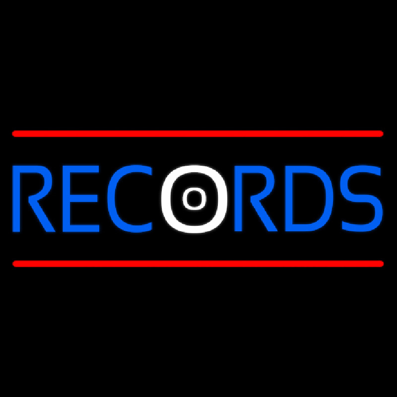 Records Red Line Neon Skilt