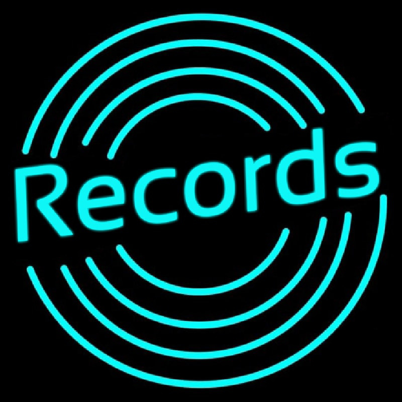 Records With Disc Neon Skilt