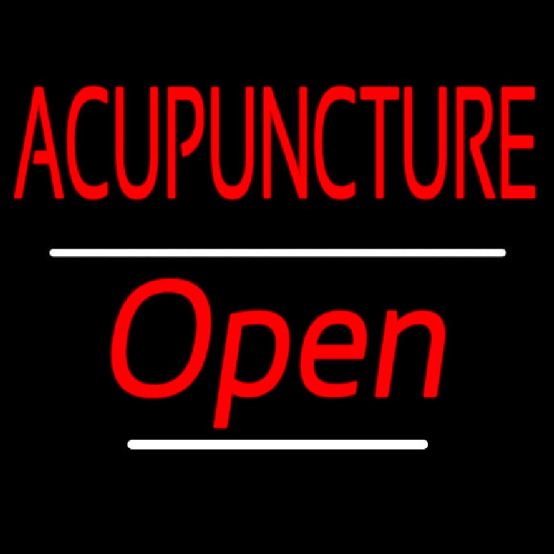 Red Acupuncture Open White Line Neon Skilt