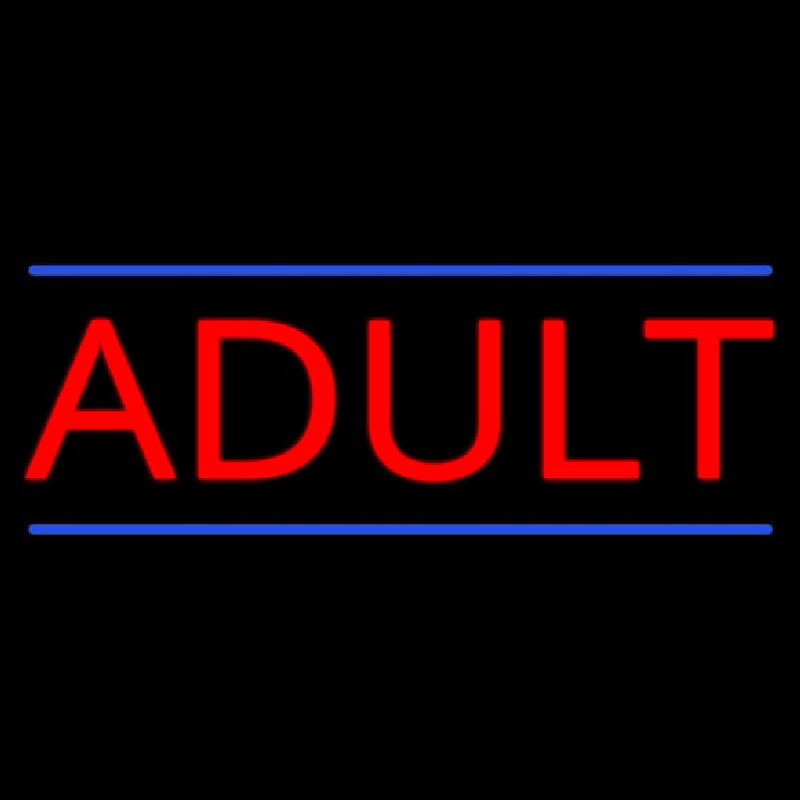 Red Adult Blue Lines Neon Skilt