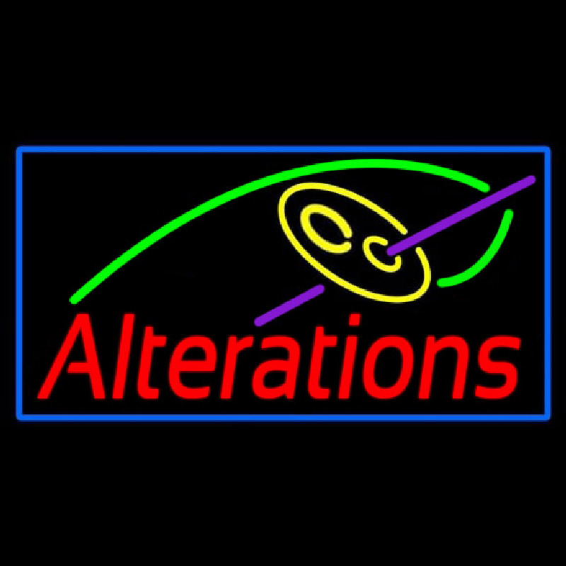 Red Alteration Logo Blue Border Neon Skilt