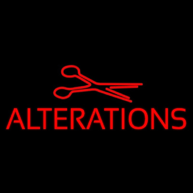 Red Alteration With Scissor Neon Skilt